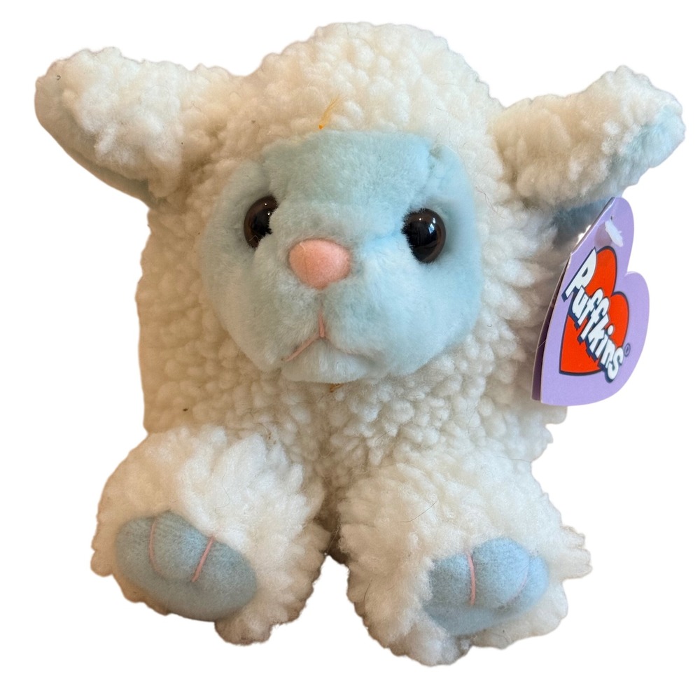 Swibco Puffkins Bluebelle the Lamb Plush Limited Edition 1998 White Blue 6683
